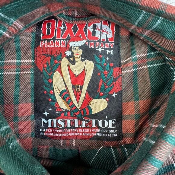 Dixxon Shirt Mens Medium Green Plaid Mistletoe Flannel Button Down Long Sleeve - Picture 4 of 11